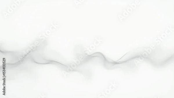 Fototapeta A soft, ethereal band of diffused light gray mist or smoke, gently undulating across a pure white background. The form is organic and flowing, with subtle shifts in opacity that create a delicate.