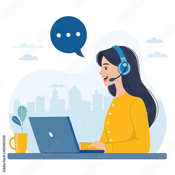 Obraz Customer Service and Support - Outline Icon Collection. Thin Line Set contains such Icons as Online Help, Helpdesk, Quick Response, Feedback and more. Simple web icons set. 