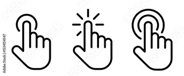 Obraz Touch screen finger hand press push – vector icon set