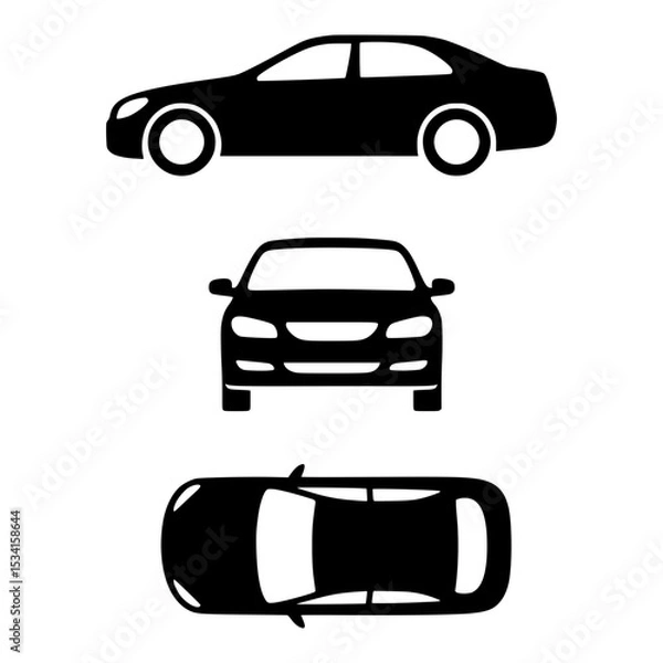 Fototapeta car different view angel silhouette vector 