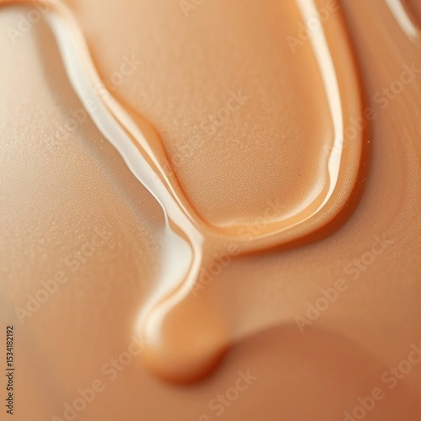 Obraz Beige Cosmetic Cream Texture, Liquid Foundation Smear Macro Detail