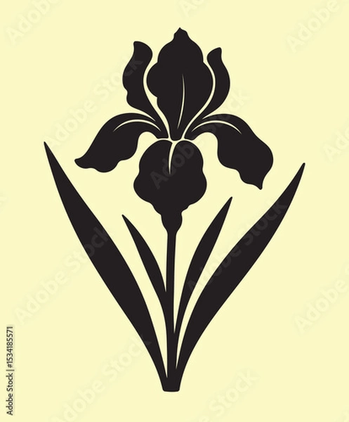 Obraz Elegant Black Iris Flower Silhouette Illustration