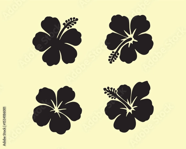 Obraz Elegant Hibiscus Flower Silhouettes Vector EPS Graphics