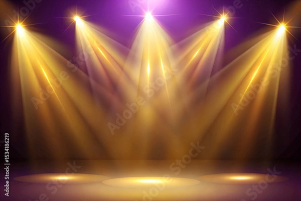Fototapeta Dark Gradient Backdrop with Colorful Torch Light & Smoky Atmosphere