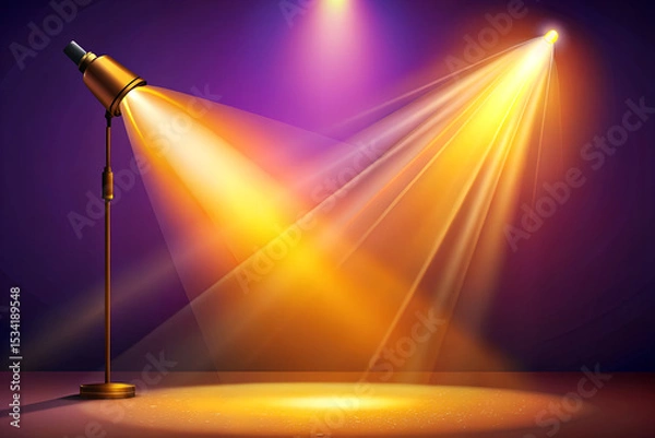 Fototapeta Dark Gradient Backdrop with Colorful Torch Light & Smoky Atmosphere