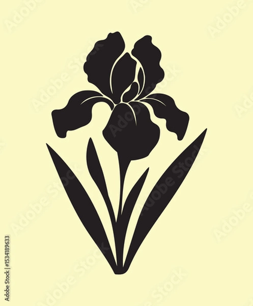 Obraz Elegant Black Iris Flower Silhouette Illustration