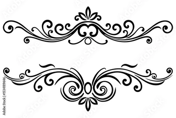 Fototapeta Retro Divider with Sophisticated Curved Flourishes