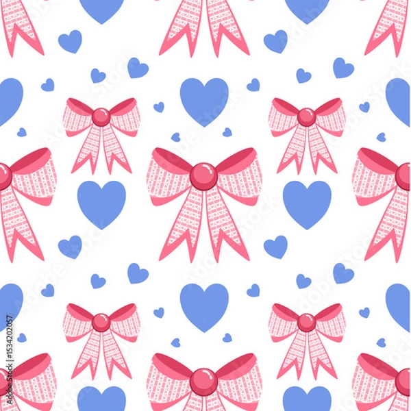 Obraz Bow and heart seamless pattern