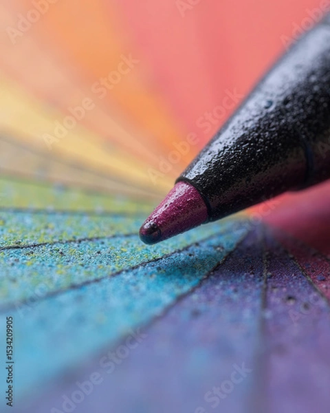 Obraz Pen Tip Macro on Rainbow Colored Textured Surface Detail