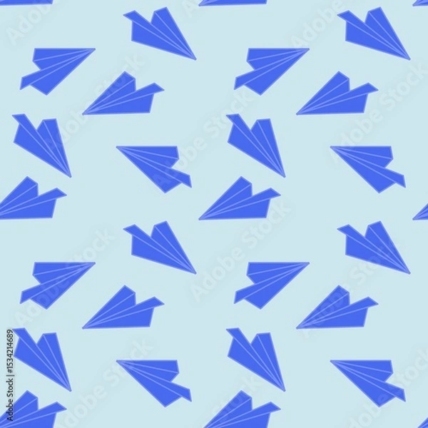Fototapeta blue paper plane seamless pattern