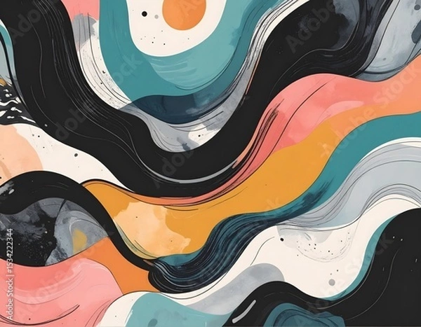 Fototapeta Abstract colorful wavy background creating dynamic visual flow