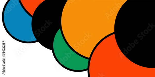 Fototapeta Trend Colorful Abstract Geometric Wave Background Design With Bold Black Line And Beautiful Red, Orange, Blue and Orange Color For Art Festival, Web Design