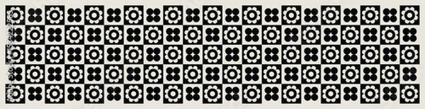 Fototapeta Mid century modern floral geometric pattern in black and white. Graphical illustration for a unique banners, textiles and home décor.	

