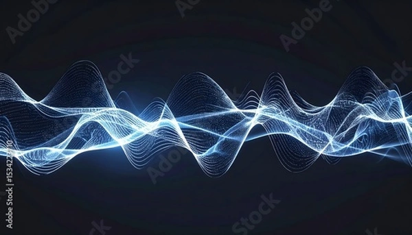 Obraz Abstract blue light wave flowing on dark background