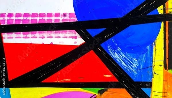 Obraz Abstract painting background showing colorful geometric shapes