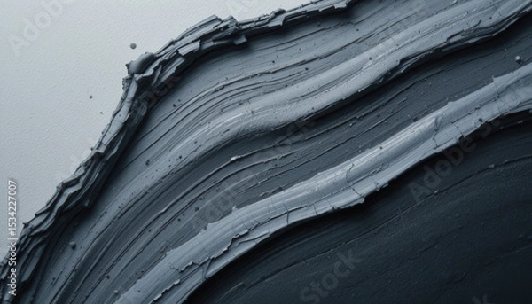 Obraz Abstract Grey Textured Paint Strokes, Cracked Clay Macro Detail