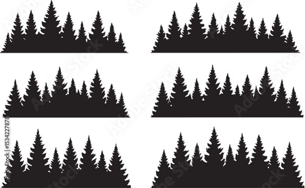 Obraz Vector Pine Tree Forest Silhouette Icons Pack (24 EPS)