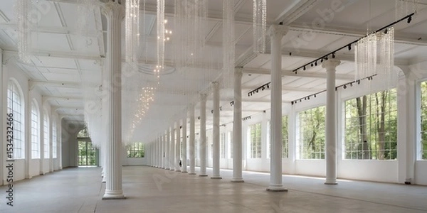 Fototapeta Modern Architectural Hall with Tree-Inspired Columns