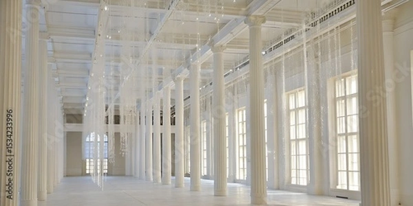 Fototapeta Modern Architectural Hall with Tree-Inspired Columns