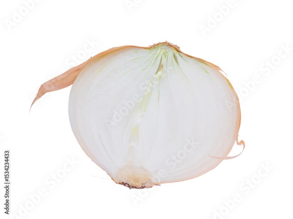 Fototapeta The Photo of an onion on a white background with the outer skin still intact.