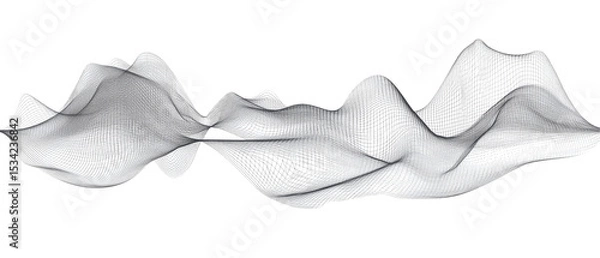 Fototapeta A 3D wireframe wave design, showcasing fluidity and movement, suitable for digital graphics and visualizations.