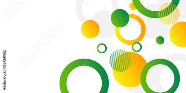 Fototapeta Green and yellow circle banner background. Vector abstract graphic design banner pattern background template, vector illustration