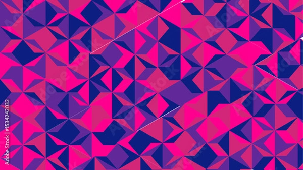 Fototapeta Abstract colorful seamless geometric pattern polygon mosaic vector background illustration. Modern geometric abstract seamless pattern vector background. Pink and blue low poly background design.