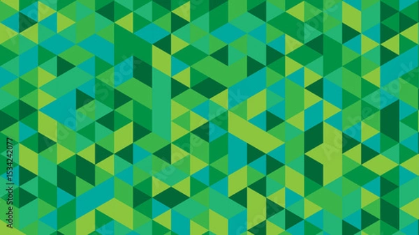Fototapeta Abstract colorful seamless geometric pattern polygon mosaic vector background illustration. Modern geometric abstract seamless pattern vector background. Green color trendy low-poly background design.