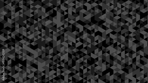 Fototapeta Abstract gray seamless geometric pattern polygon mosaic vector background illustration. Seamless black and white geometric pattern low-poly backdrop background. Black white triangle geometric pattern