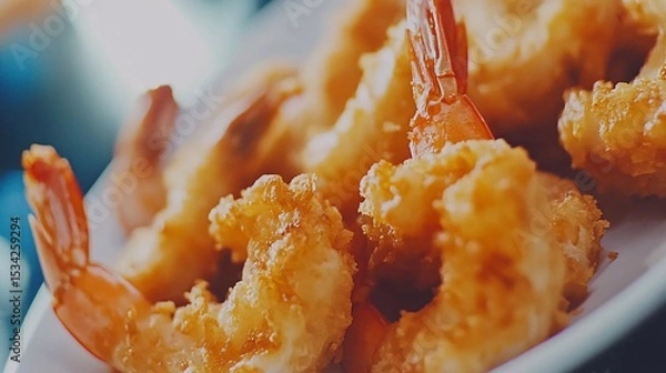Obraz Delicious deep-fried tempura shrimp enticing culinary delight for seafood lovers