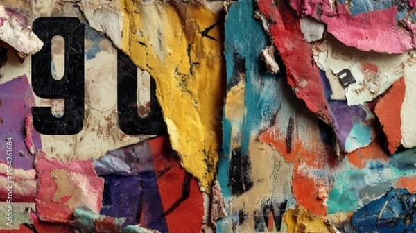 Fototapeta Abstract Layered Collage: Textured, Vibrant Paint and Paper Fragments