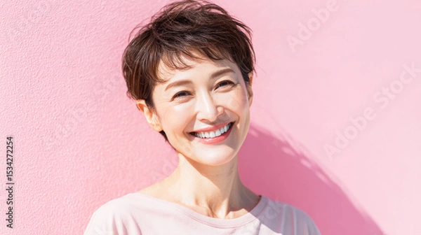 Obraz 柔らかな雰囲気のシニア女性の笑顔ポートレート