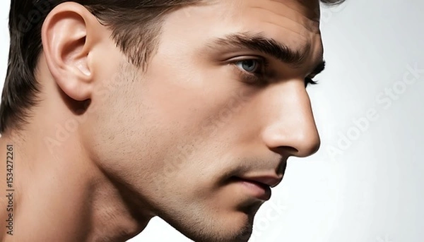Obraz Man Profile Looking Downward Side View Portrait