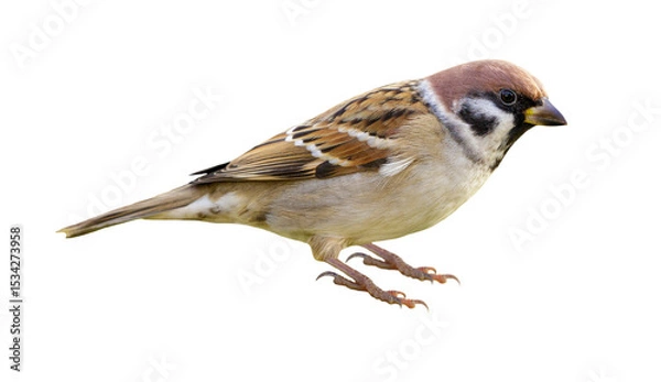 Fototapeta Sparrow isolated on transparent background. Passer montanus