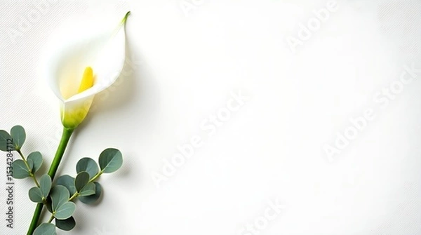 Obraz Minimal ivory canvas background with floral accents on the left, soft shadows, and a clean center for text or branding.