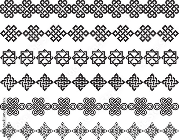 Fototapeta These ornamental line patterns are perfect for tattoos, logos, packaging, traditional artwork, invitations, and design accents. Easily scalable and editable for digital or print use.
