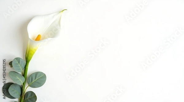 Obraz Minimal ivory canvas background with floral accents on the left, soft shadows, and a clean center for text or branding.
