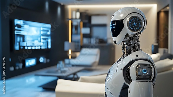 Fototapeta Advanced Robot in a Modern Home Environment