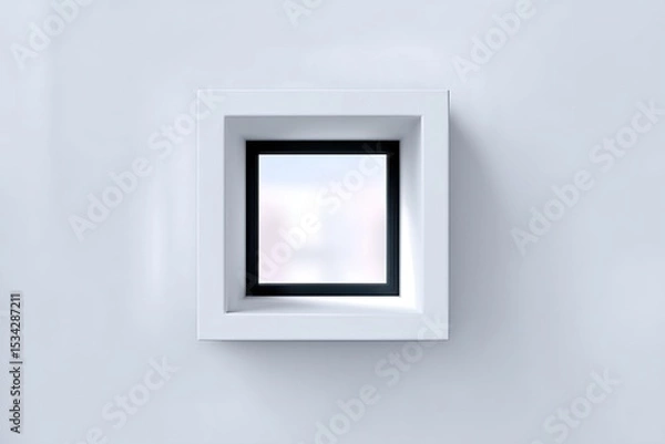 Fototapeta White Square Window Frame on a White Wall