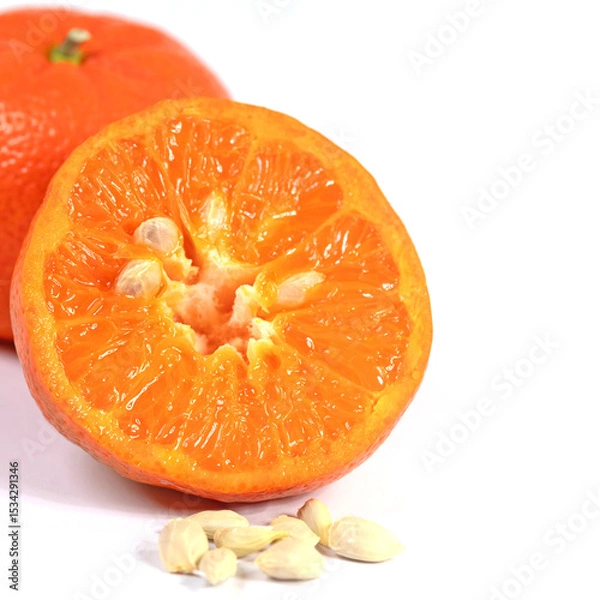 Obraz Mandarinen, Citrus reticulata, vor weißem Hintergrund