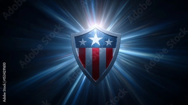 Fototapeta American Shield with Light Rays