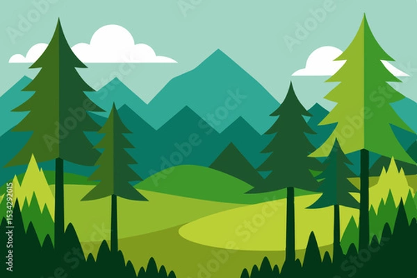 Fototapeta forest landscape with trees