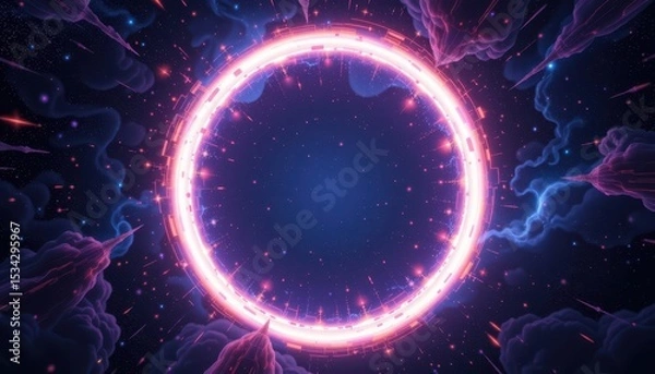 Fototapeta glowing orb in galaxy with halo ring
