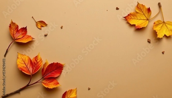 Fototapeta autumn leaf and kraft paper bundle
