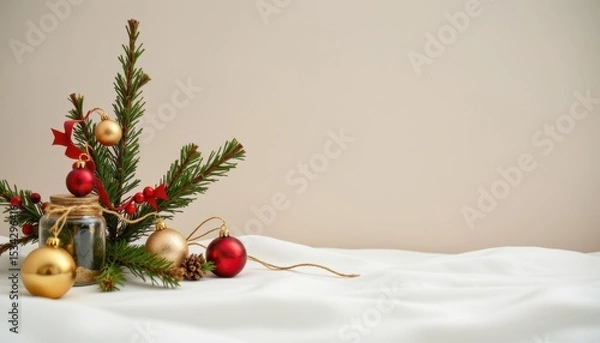 Fototapeta minimalist holiday scene with gold pin