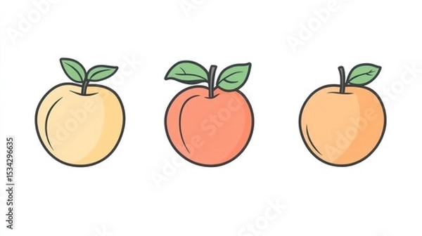 Fototapeta Three simple peach/apple illustrations