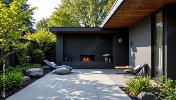 Fototapeta matte black product next to natural elements
