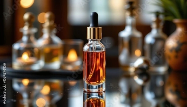 Fototapeta luxury dropper bottle with glass reflection