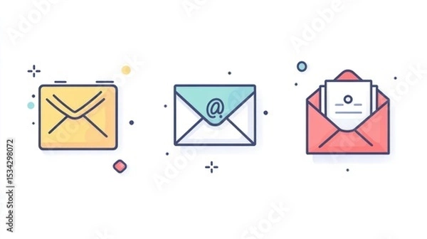 Fototapeta Three email icons in different colors