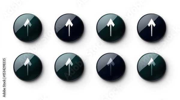Fototapeta Nine round buttons, dark green gradient, white arrow